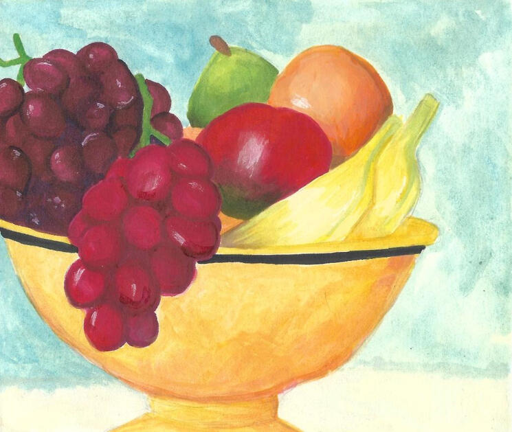 Fruit Bowl, Copic and Watercolor